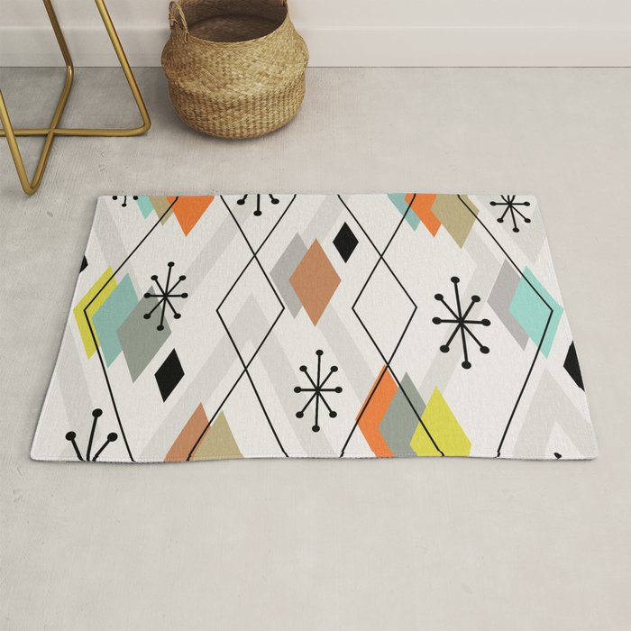 Mid Century Modern Scattered Diamonds Rug Gallery Image 1