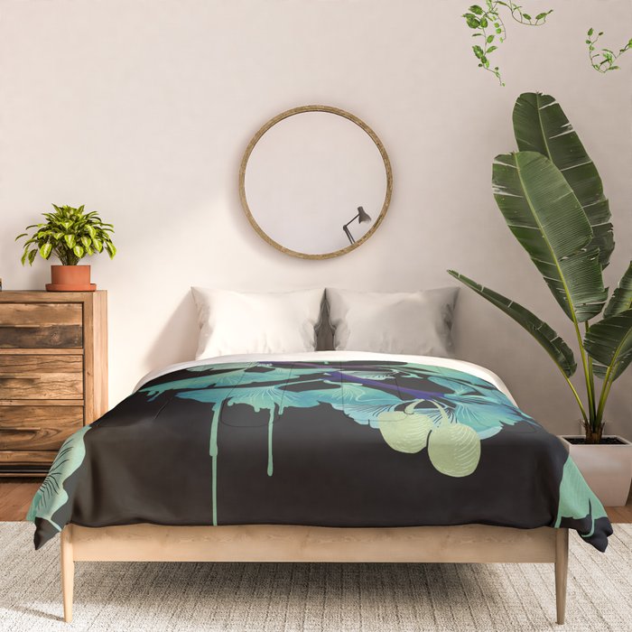 O Ginkgo (on Black) Comforter Gallery Image 3