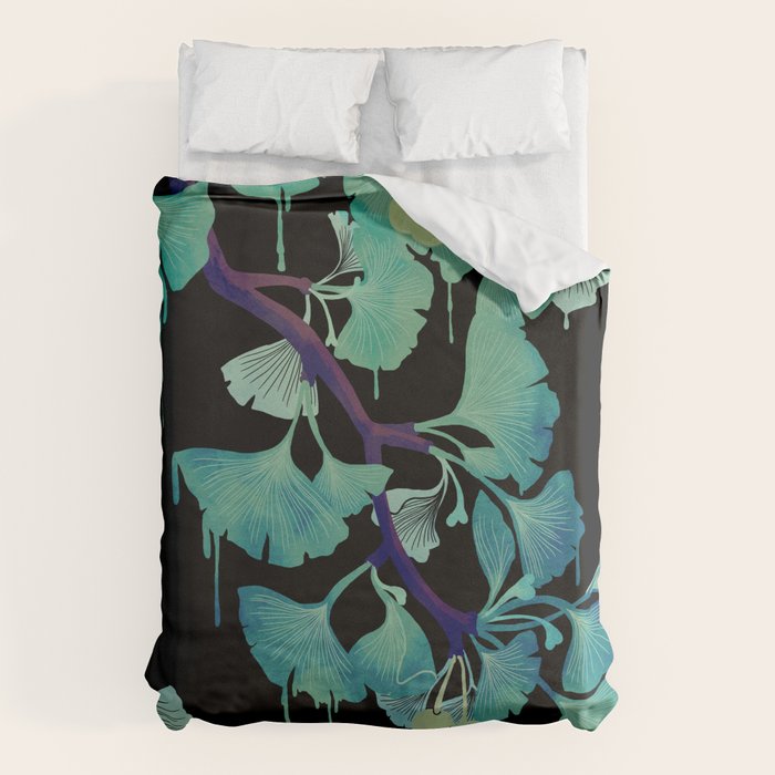 O Ginkgo (on Black) Duvet Cover Gallery Image 6