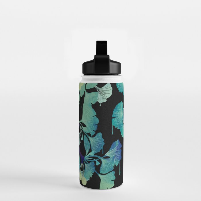O Ginkgo (on Black) Water Bottle Gallery Image 2
