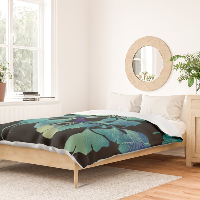 O Ginkgo (on Black) Duvet Cover Gallery Image 2
