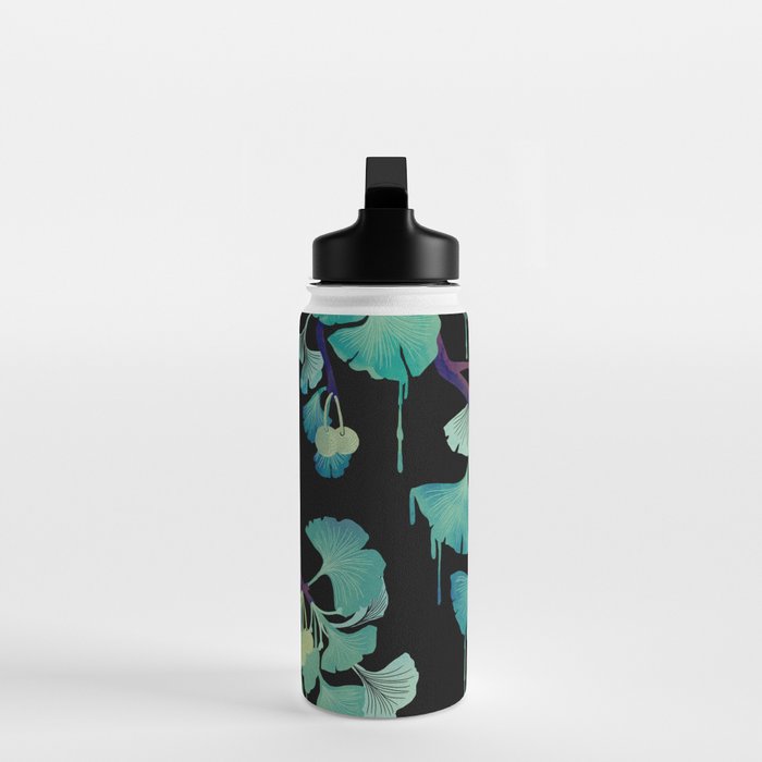 O Ginkgo (on Black) Water Bottle Gallery Image 3