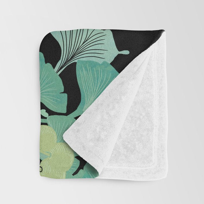 O Ginkgo (on Black) Throw Blanket Gallery Image 3