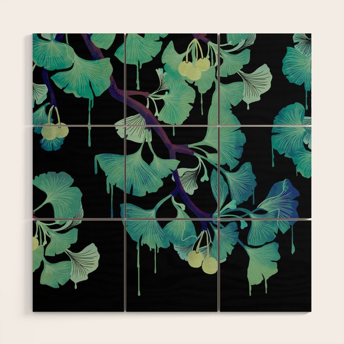 O Ginkgo (on Black) Wood Wall Art Gallery Image 1