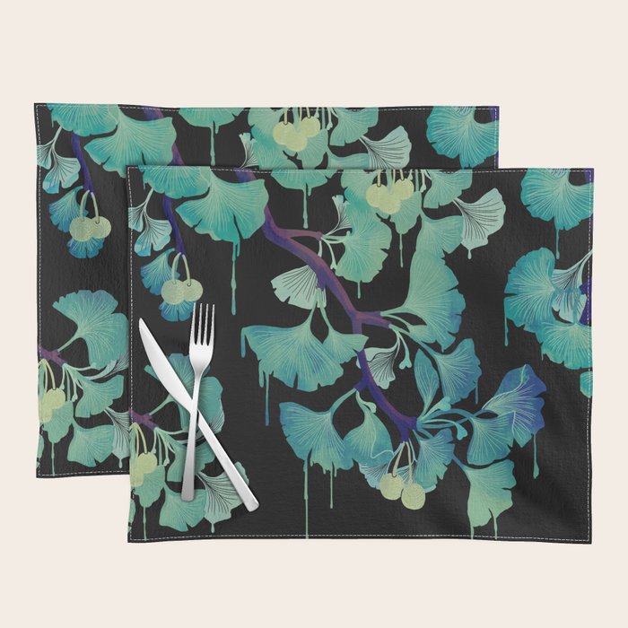 O Ginkgo (on Black) Placemat Gallery Image 1