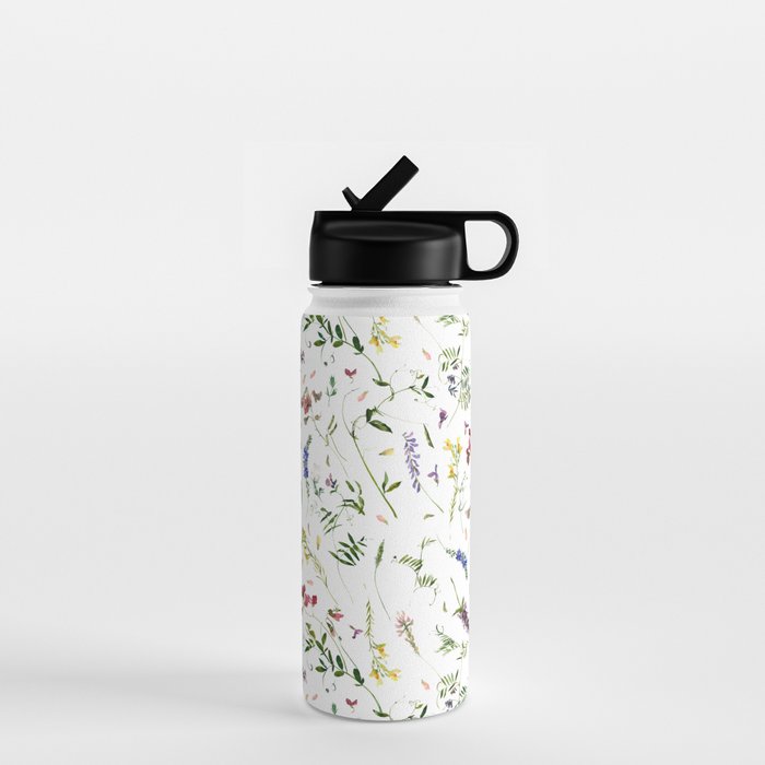 Scandinavian Midsummer Wildflowers Meadow  Water Bottle Gallery Image 1