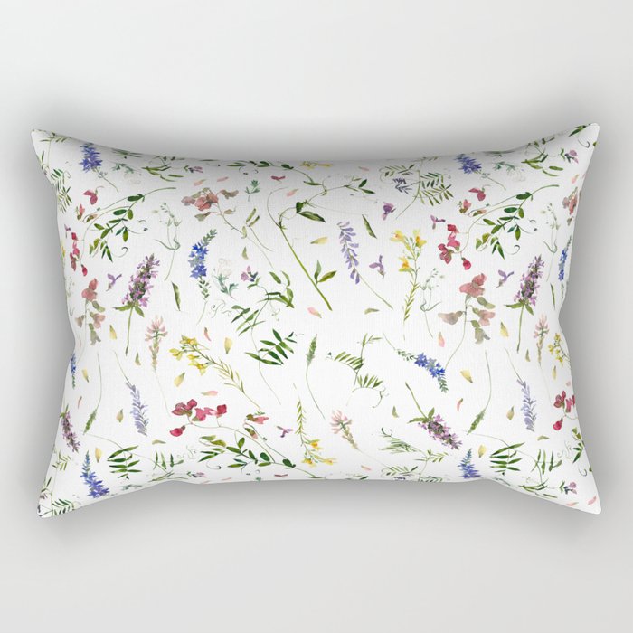 Scandinavian Midsummer Wildflowers Meadow  Rectangular Pillow Gallery Image 2