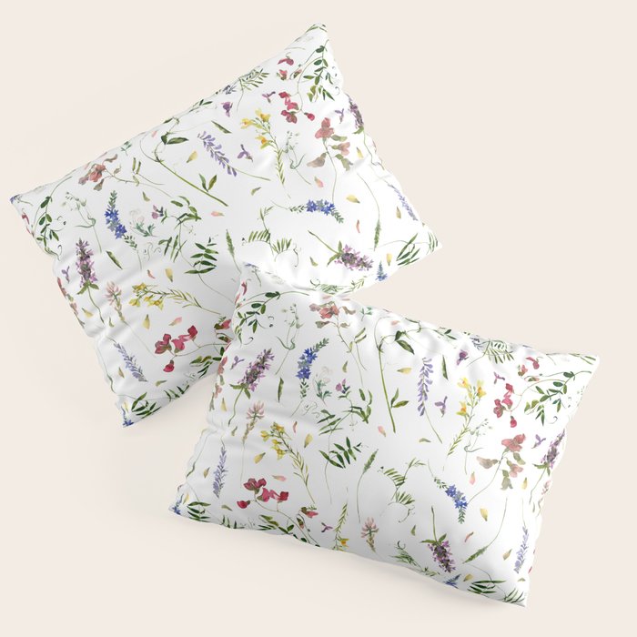 Scandinavian Midsummer Wildflowers Meadow  Pillow Sham Gallery Image 1