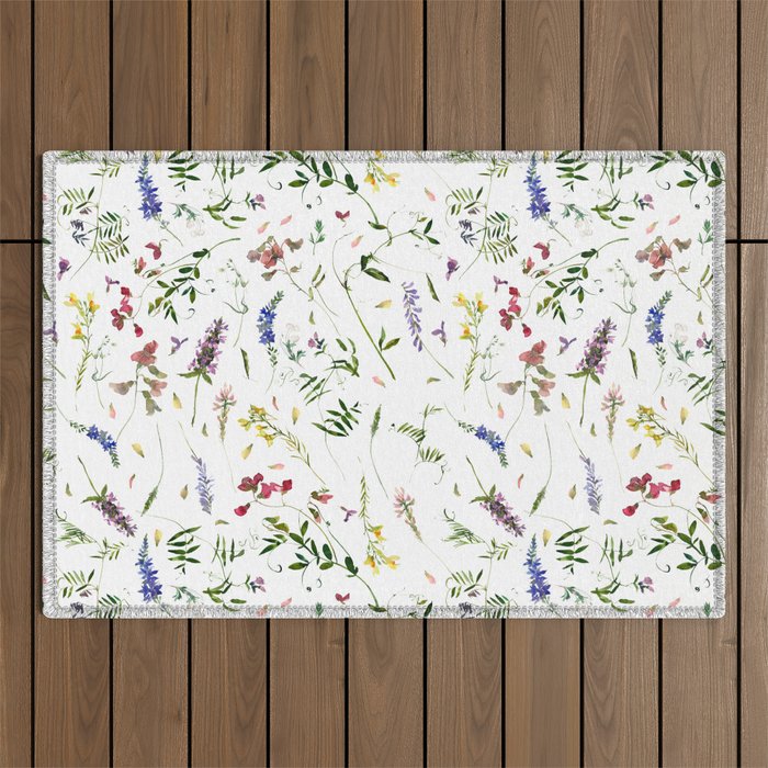 Scandinavian Midsummer Wildflowers Meadow  Outdoor Rug Gallery Image 1