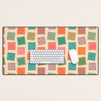 Vintage flower postage stamp pattern Desk Mat Gallery Image 1