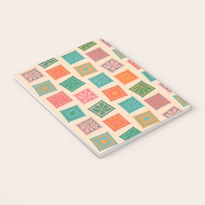 Vintage flower postage stamp pattern Notebook Gallery Image 3