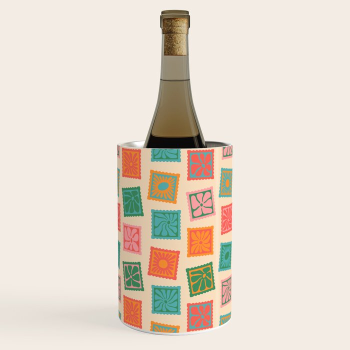 Vintage flower postage stamp pattern Wine Chiller Gallery Image 3