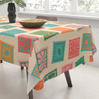 Vintage flower postage stamp pattern Tablecloth Gallery Image 3