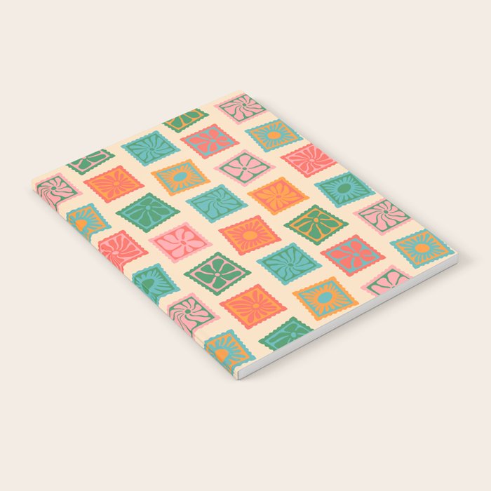 Vintage flower postage stamp pattern Notebook Gallery Image 2