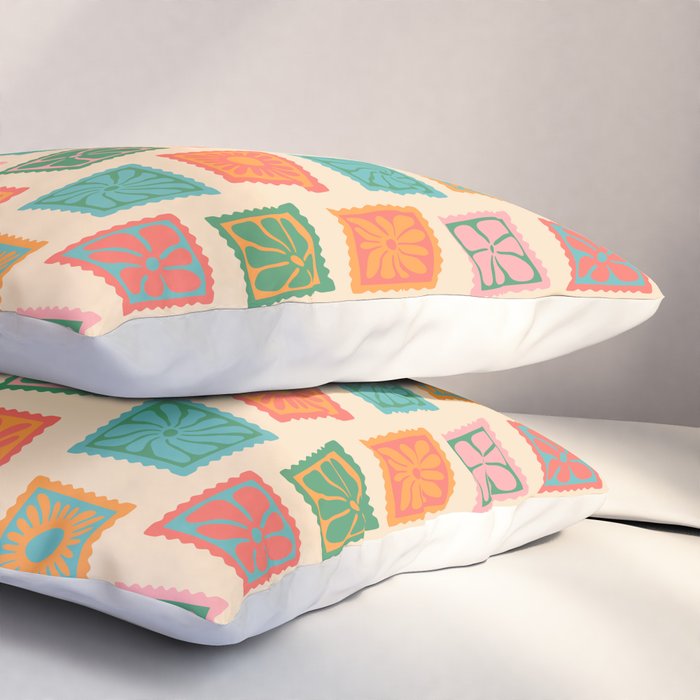 Vintage flower postage stamp pattern Pillow Sham Gallery Image 3
