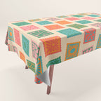 Vintage flower postage stamp pattern Tablecloth Gallery Image 1