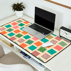 Vintage flower postage stamp pattern Desk Mat Gallery Image 2