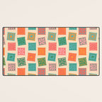 Vintage flower postage stamp pattern Desk Mat Gallery Image 3