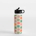 Vintage flower postage stamp pattern Water Bottle Gallery Image 1