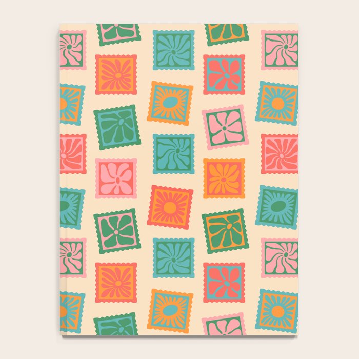Vintage flower postage stamp pattern Notebook Gallery Image 4