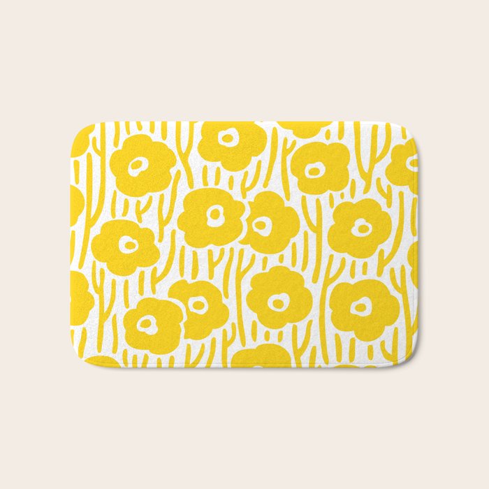 Wild Flowers Yellow Bath Mat Gallery Image 1