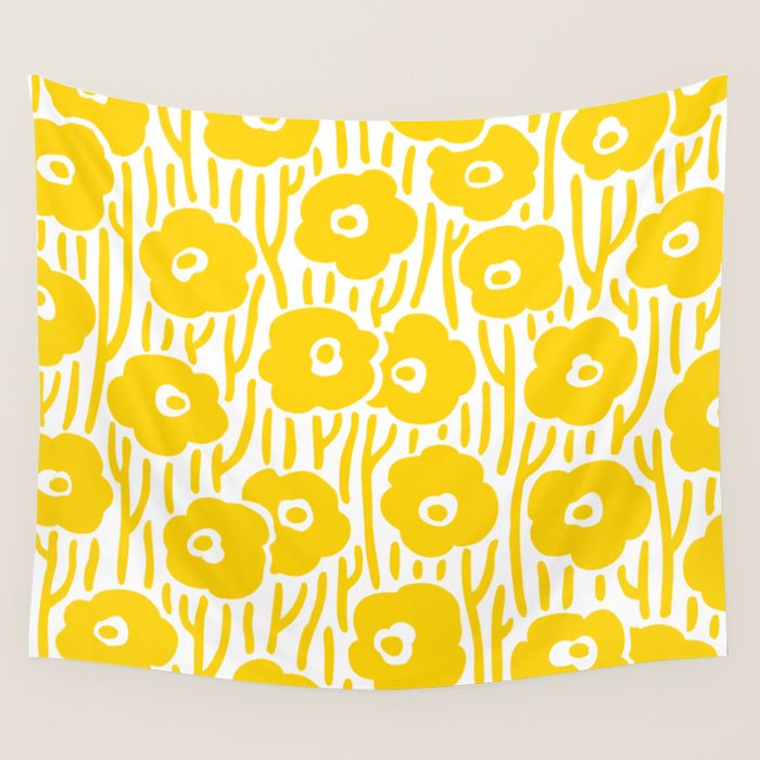 Wild Flowers Yellow Wall Tapestry Gallery Image 1