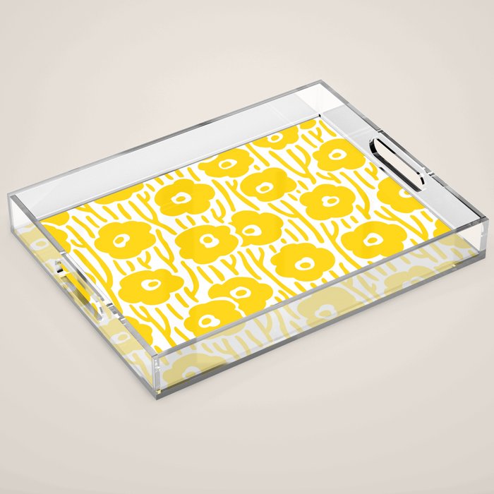 Wild Flowers Yellow Acrylic Tray Gallery Image 1