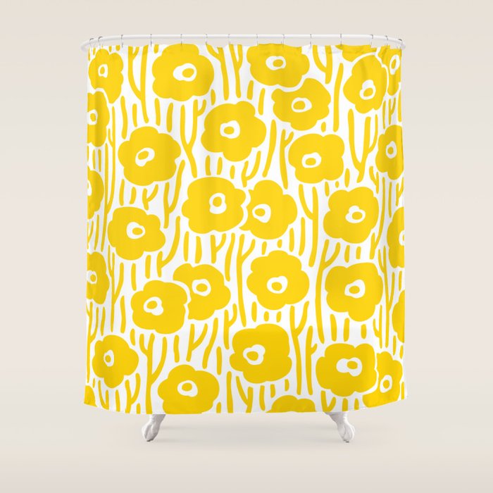 Wild Flowers Yellow Shower Curtain Gallery Image 1