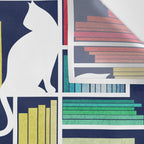 Rainbow bookshelf // navy blue background white shelf and library cats Wall Tapestry Gallery Image 3