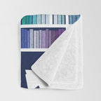 Rainbow bookshelf // navy blue background white shelf and library cats Throw Blanket Gallery Image 3