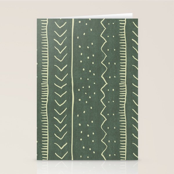 Moroccan Stripe in Leaf Green Stationery Card Gallery Image 2
