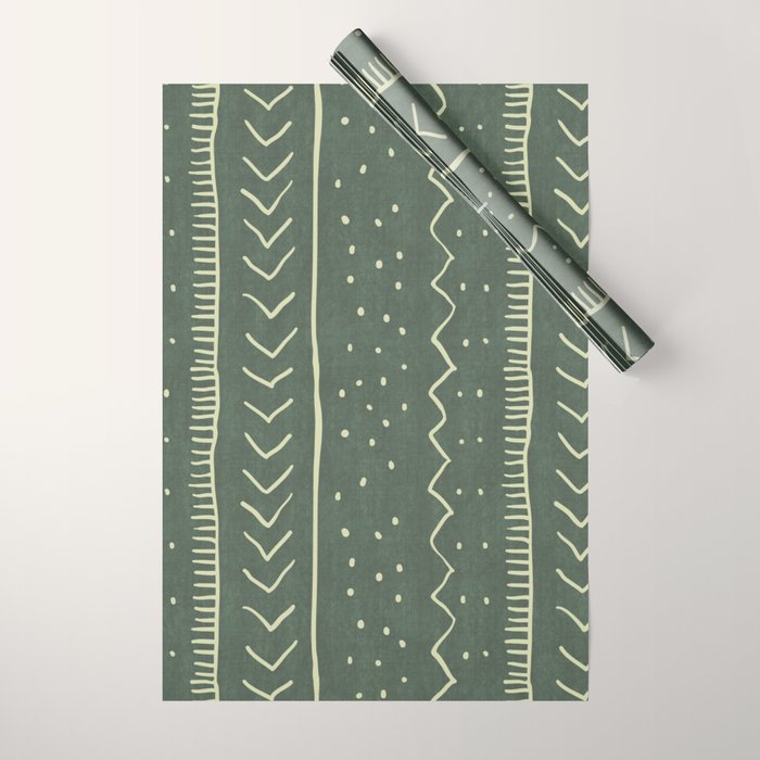 Moroccan Stripe in Leaf Green Wrapping Paper Gallery Image 1