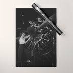 WWII aircraft engine installation by female workers inspirational black and white photograph   Wrapping Paper Gallery Image 1