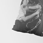 WWII aircraft engine installation by female workers inspirational black and white photograph   Pillow Sham Gallery Image 4