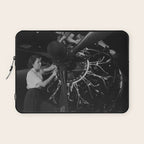 WWII aircraft engine installation by female workers inspirational black and white photograph   Laptop Sleeve Gallery Image 1