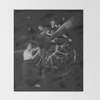 WWII aircraft engine installation by female workers inspirational black and white photograph   Throw Blanket Gallery Image 2
