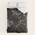WWII aircraft engine installation by female workers inspirational black and white photograph   Duvet Cover Gallery Image 6