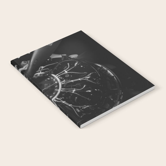 WWII aircraft engine installation by female workers inspirational black and white photograph   Notebook Gallery Image 2