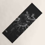WWII aircraft engine installation by female workers inspirational black and white photograph   Yoga Mat Gallery Image 1