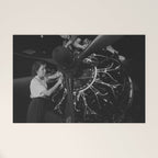 WWII aircraft engine installation by female workers inspirational black and white photograph   Welcome Mat Gallery Image 1