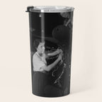 WWII aircraft engine installation by female workers inspirational black and white photograph   Travel Mug Gallery Image 3