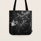 WWII aircraft engine installation by female workers inspirational black and white photograph   Tote Bag Gallery Image 1
