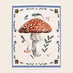 Whimsical Red Mushroom with Floral Border  Poster Gallery Image 4