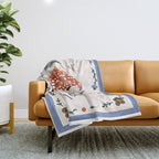 Whimsical Red Mushroom with Floral Border  Throw Blanket Gallery Image 1