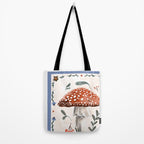 Whimsical Red Mushroom with Floral Border  Tote Bag Gallery Image 2