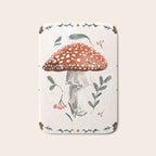 Whimsical Red Mushroom with Floral Border  Bath Mat Gallery Image 1
