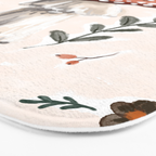Whimsical Red Mushroom with Floral Border  Bath Mat Gallery Image 3