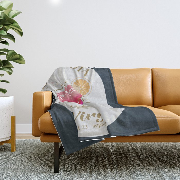 Margarita Cocktail Zodiac Sign Throw Blanket Gallery Image 1
