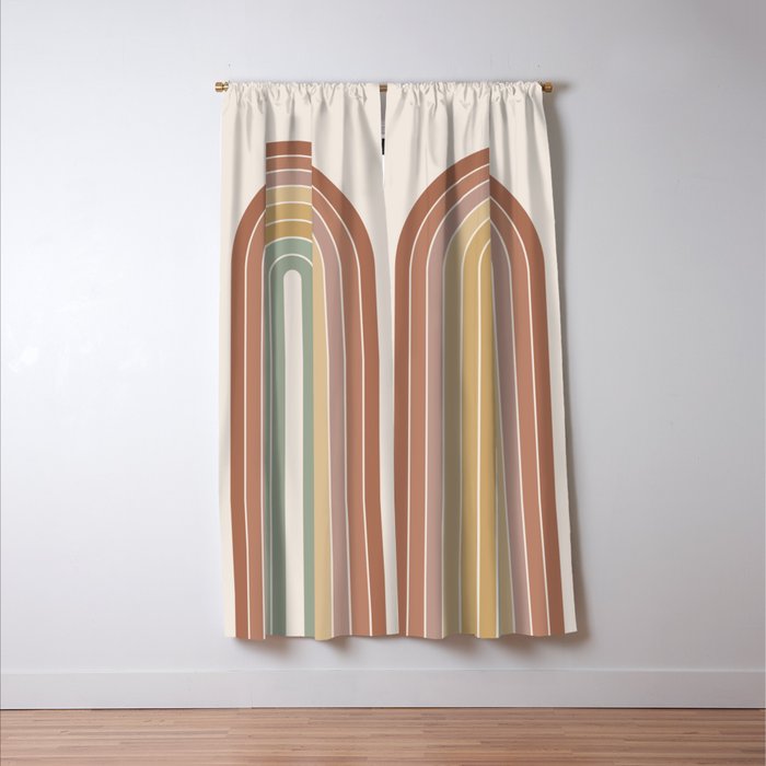 Gradient Arch XXVII Earthy Mid Century Modern Rainbow Window Curtain Gallery Image 3