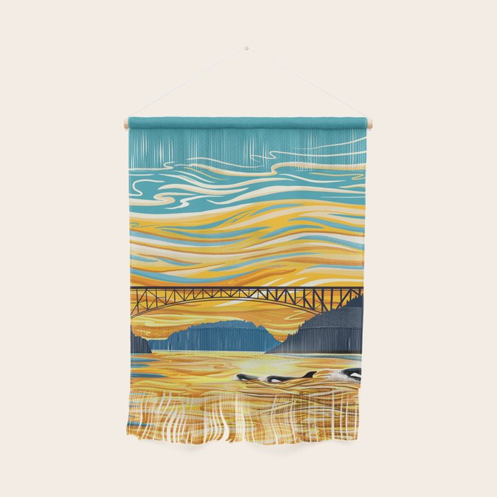 Deception Pass Orca Sunset Swim Wall Hanging Gallery Image 1